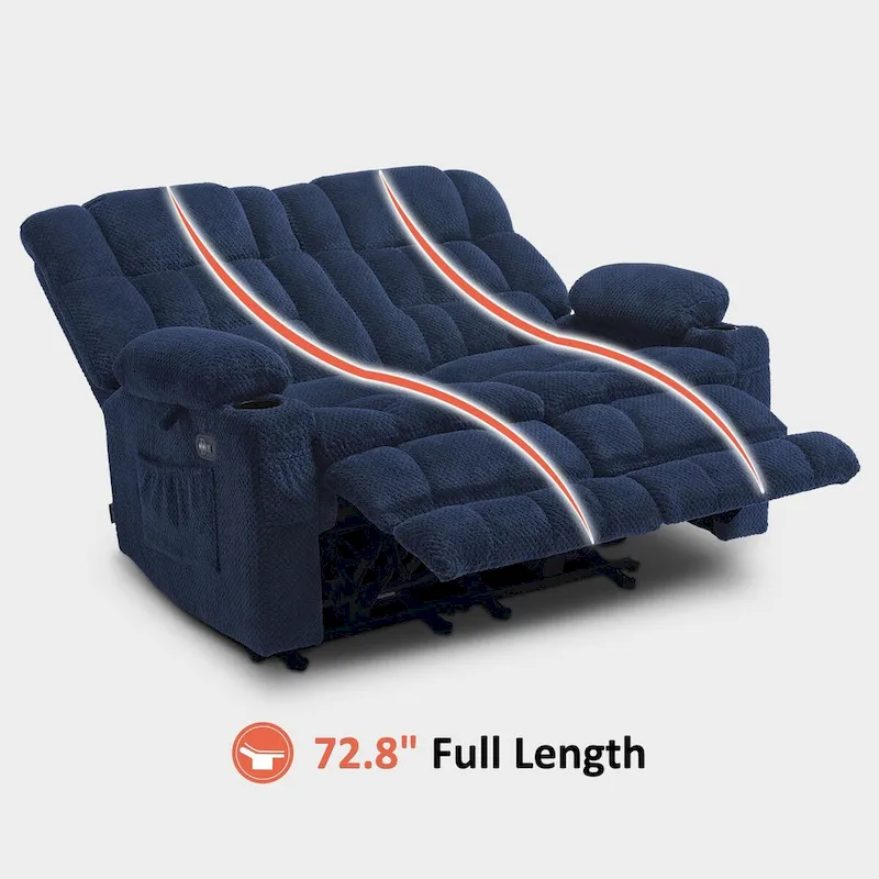 MCombo Power Loveseat Recliner, Electric Reclining Loveseat Sofa with Heat and Vibration, Cupholders, USB Charge Ports RS6314
