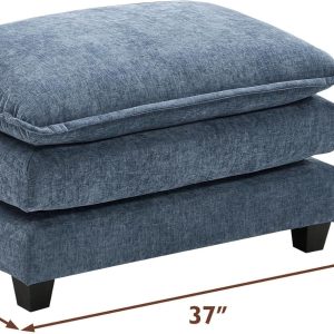 Ihanherry 146" U-Shaped Modern Sofa Modular Sectional Cloud Couch with 2 Ottoman, 6-Seat Chenille Deep Seat Sofa with 6 Pillows for Living Room, Bedroom and Apartment, Grey