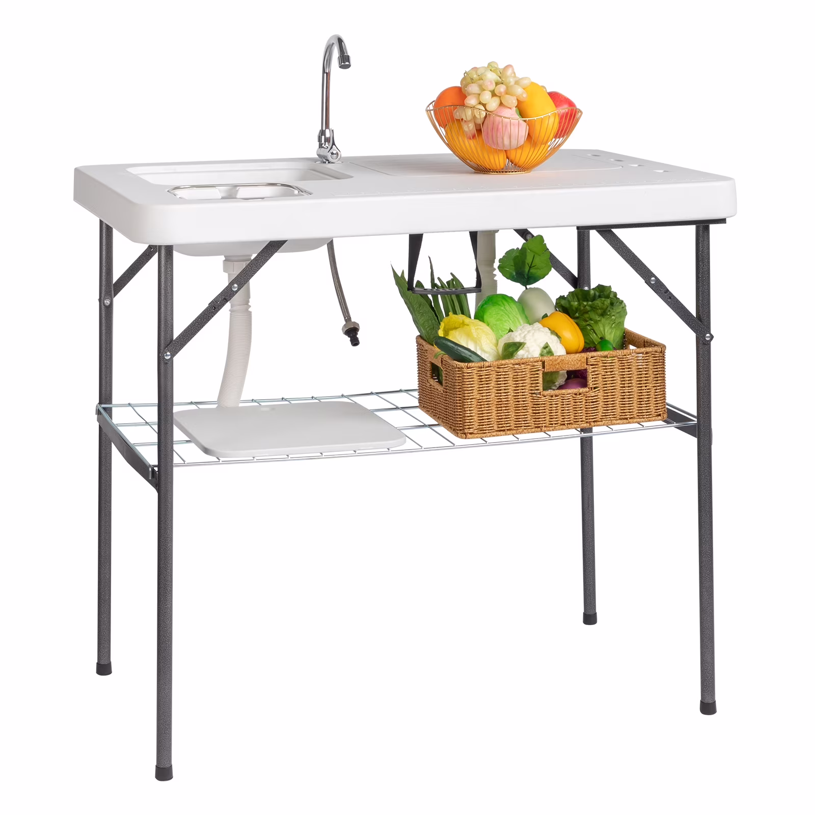 Ktaxon Portable Folding Table Fish Fillet Hunting Cleaning Cutting Camping Picnic with Sink Faucet