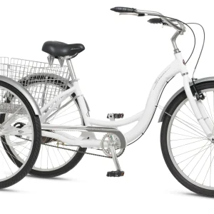 2025 Schwinn Meridian Adult Tricycle Bike Mens and Womens Three Wheel Beach Cruiser 26-inch Wheels Low Step-Through Frame Wide Seat Rear Folding Basket Sin