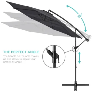 Best Choice Products 10ft Offset Hanging Outdoor Market Patio Umbrella w/ Easy Tilt Adjustment - Tan