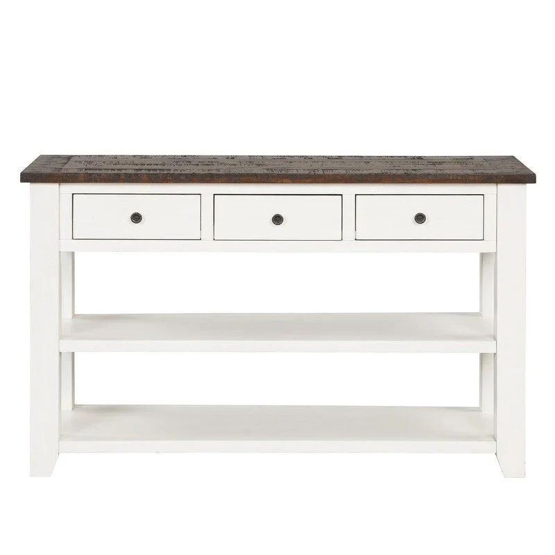 Wood Console Table with 3 Storage Drawers and 2 Shelves