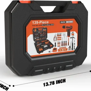 139-Piece Tool Set - Tool Kit with 8V Cordless Drill Driver in ToolBox Storage Case, General Household Drill Set for Home Repairs, Handyman, DIY Projects