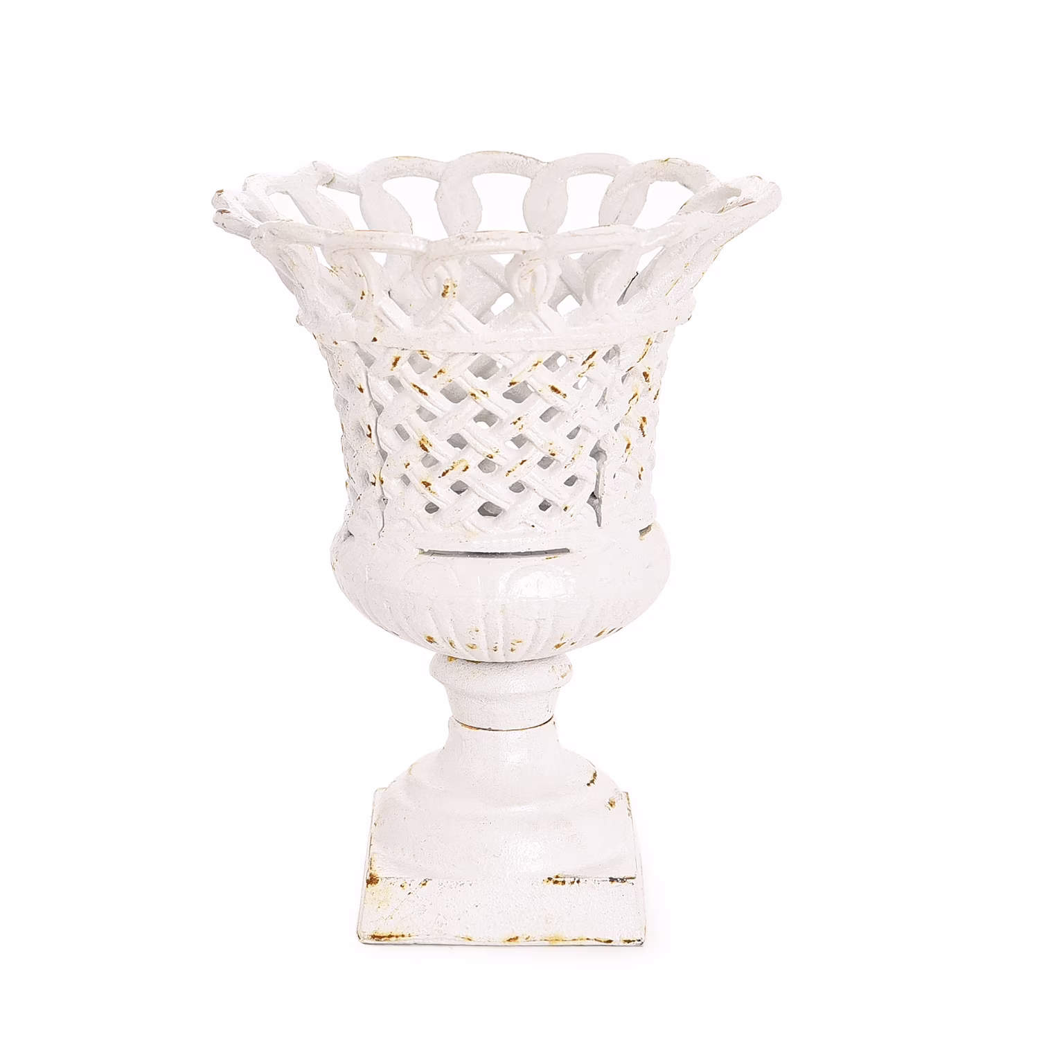Sungmor Heavy Duty Cast Iron Urn Planter, Beautiful Hollow Trophy Design Tall Orchid Flower Pot, Large Decorative Plastic Flowers Plants Bouquets Vase, Rustic French Country Pot for Home or Garden