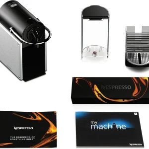 Nespresso Pixie espresso machine by DeLonghi, 19-bar pump, compact aluminum design, silver, 1100 ml