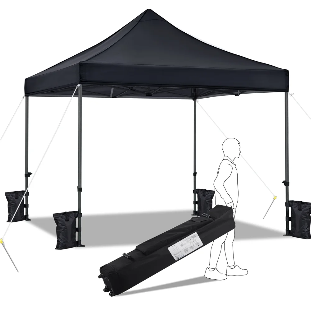 Alden Design Adjustable 10' x 10' Commercial Pop-up Canopy with Wheeled Carry Bag, Blue