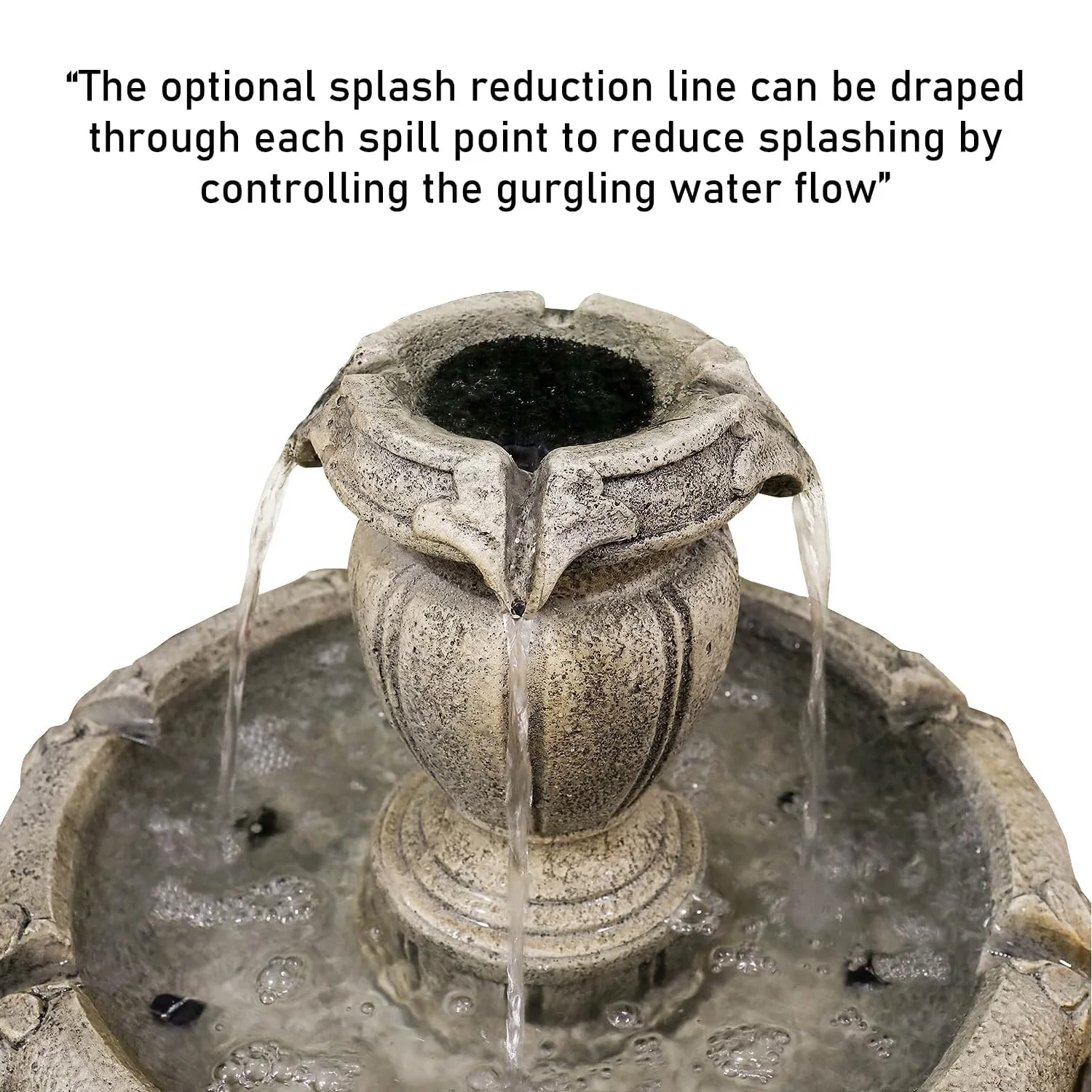 48-?H Outdoor Floor Water Fountain, 3-Tiers Concrete Water Fountain with Submersible Electric Pump - Garden Cascading Waterfall for Yard Patio Lawn Home Decor