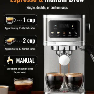 SHARDOR Espresso Machine 20 Bar, Professional Espresso Machine with Milk Frother and Touchscreen