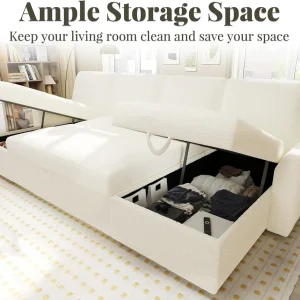 VanAcc Sofa Bed, Sleeper Sofa with Storage Chaise 2 in 1 Pull Out Couch Living Room