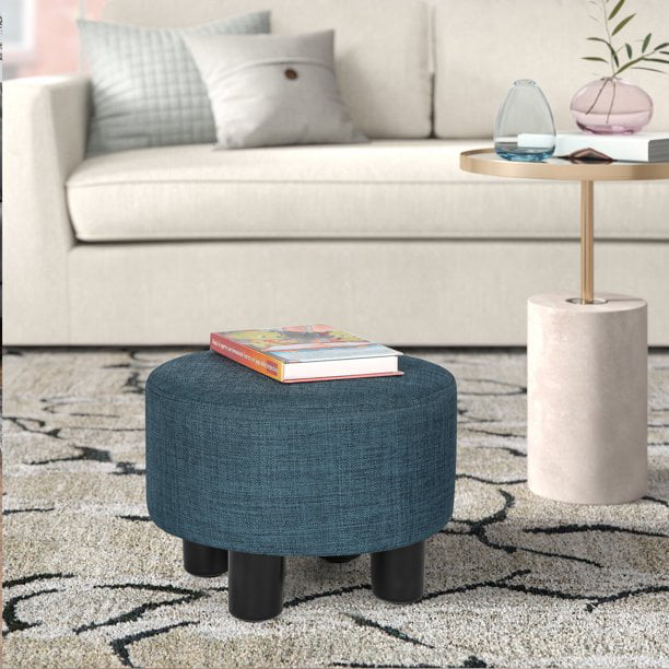 Homebeez Round Footstool Small Upholstered Ottoman Sofa Footrest Stool Padded Seat for Living Room Bedroom Entrance Home Decor