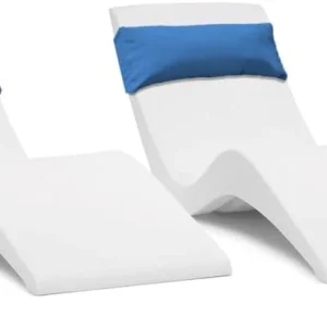 Classic White - in-Pool Chaise Lounger – Designed for Water Depths Up to 9” – Aqua Outdoors – Set of 2 – Compatible with All Pool Types - Poolside & Sun Deck Tanning