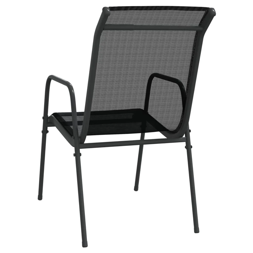 vidaXL Steel Outdoor Waterproof Patio Chairs, Black (Set of 2)