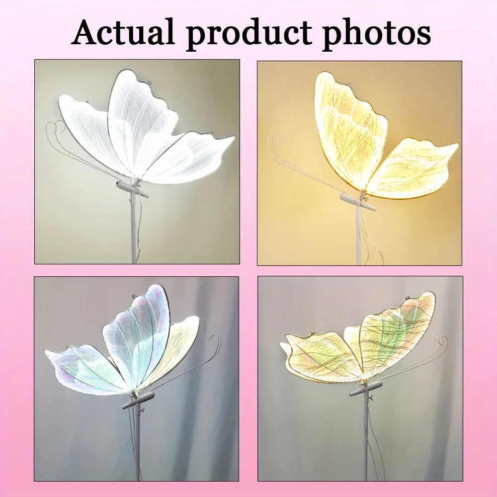 2-Pack Romantic Butterfly Floor Lamp with LED Lights, White & Gold Options, for Wedding, Party, Home Decor, Hanging Chandelier (Multiple Sizes, US Plug)