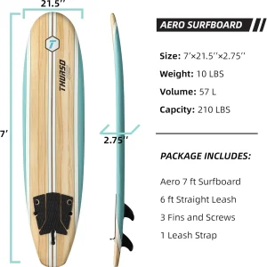 Thurso Surf 7/8 ft Soft Top Foam Beginner Surfboard for Adults and Kids Perfect Longboard for Surfing Beach Fun and Water Sports Lightweight and Durable Modern Design for All Levels of Surfers