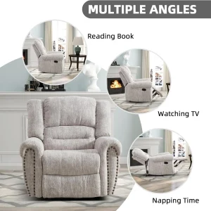 CANMOV Leather Recliner Chair, Classic and Traditional Manual Recliner Chair with Comfortable Arms and Back Single Sofa for Living Room, Nut Brown