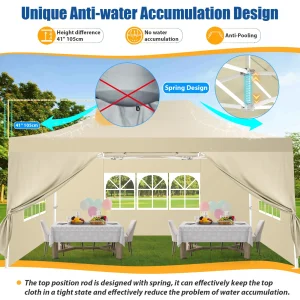 Hoteel 10x15 Heavy Duty Canopy Tent with 4 Sidewalls,Pop up Canopy for Parties Wedding,Commercial Easy up Gazebo with Roller Bag,UV 50+ &,Black