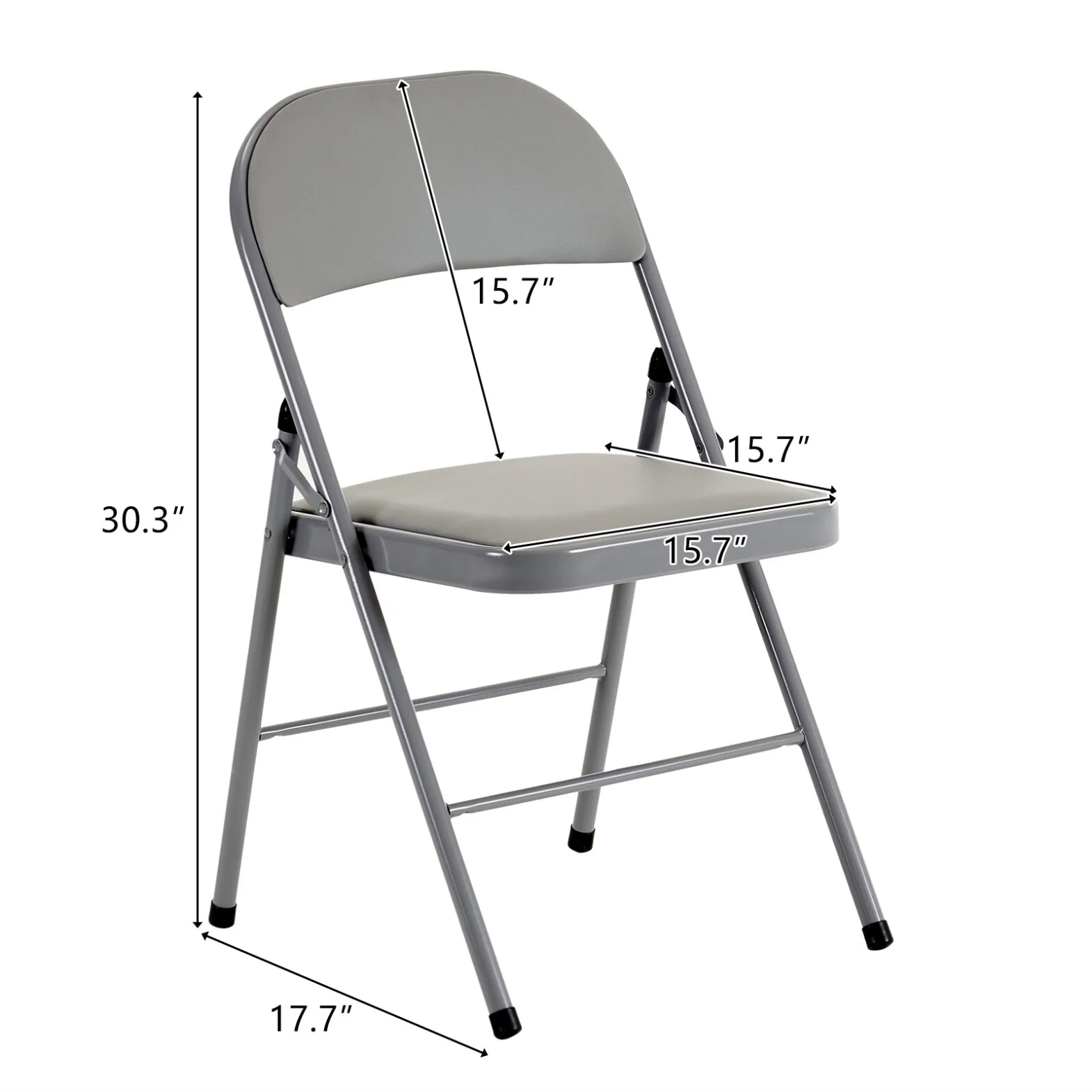 6 Pack Gray Folding Chairs with Padded Seats, Portable Stackable Foldable Chairs for Indoor & Outdoor, Commercial Seat with Metal Frame for Events Office Wedding Party, 330lbs Capacity