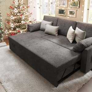 VanAcc Sofa Bed, Sleeper Sofa with Storage Chaise 2 in 1 Pull Out Couch Living Room