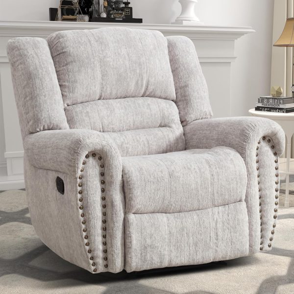 CANMOV Leather Recliner Chair, Classic and Traditional Manual Recliner Chair with Comfortable Arms and Back Single Sofa for Living Room, Nut Brown