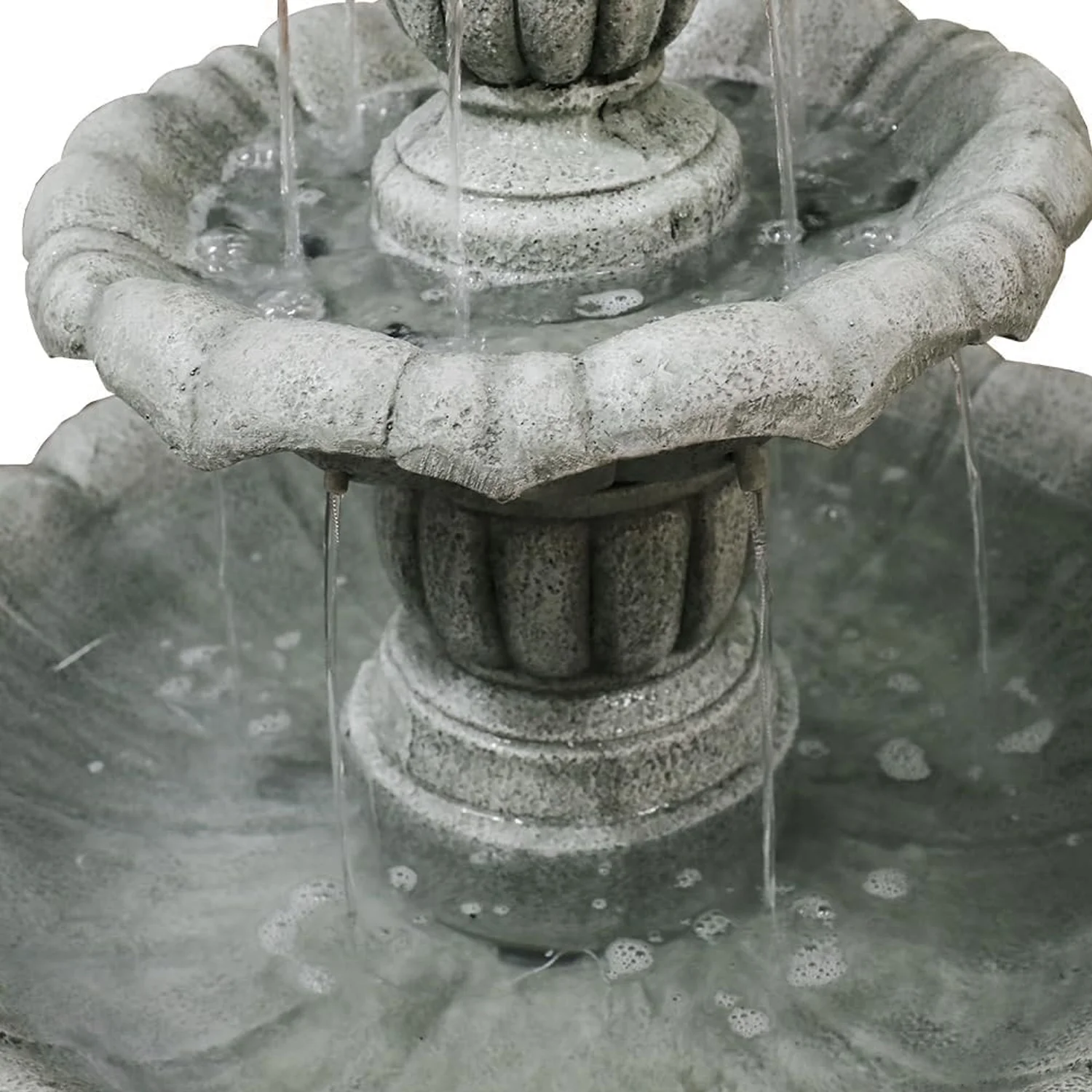 48-?H Outdoor Floor Water Fountain, 3-Tiers Concrete Water Fountain with Submersible Electric Pump - Garden Cascading Waterfall for Yard Patio Lawn Home Decor