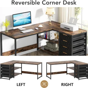 Tribesigns 59" L-Shaped Office Desk, Modern Reversible Computer Study Desk for Home Office, White