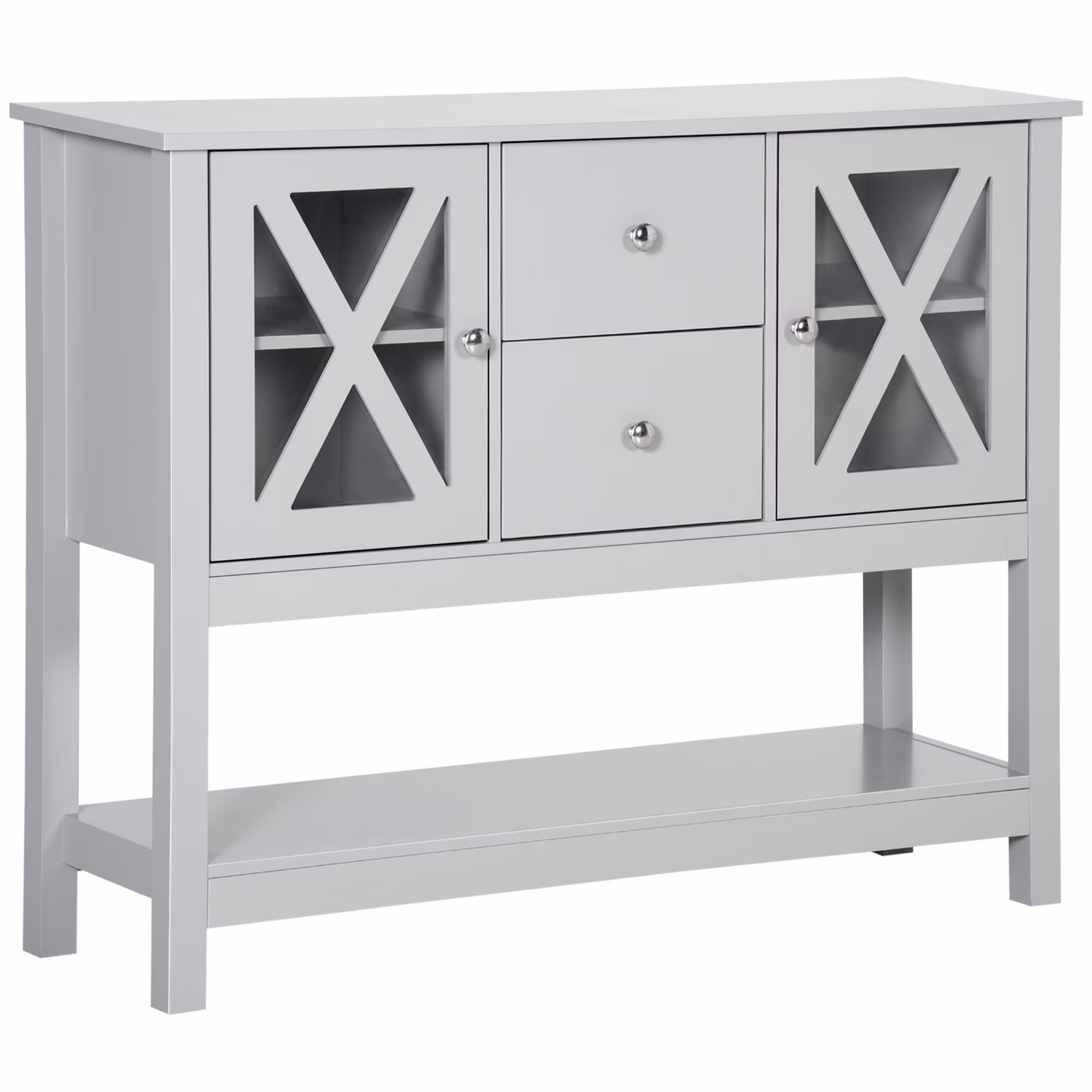 HOMCOM Coffee Bar Cabinet, Sideboard Buffet Cabinet, Kitchen Cabinet with Storage Drawers and Glass Door for Living Room, Entryway, White
