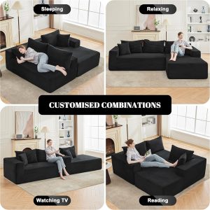 110 Cloud Sectional Couch, Boneless Sofa for Living Room Modular Sectional Sofa with Deep Seat