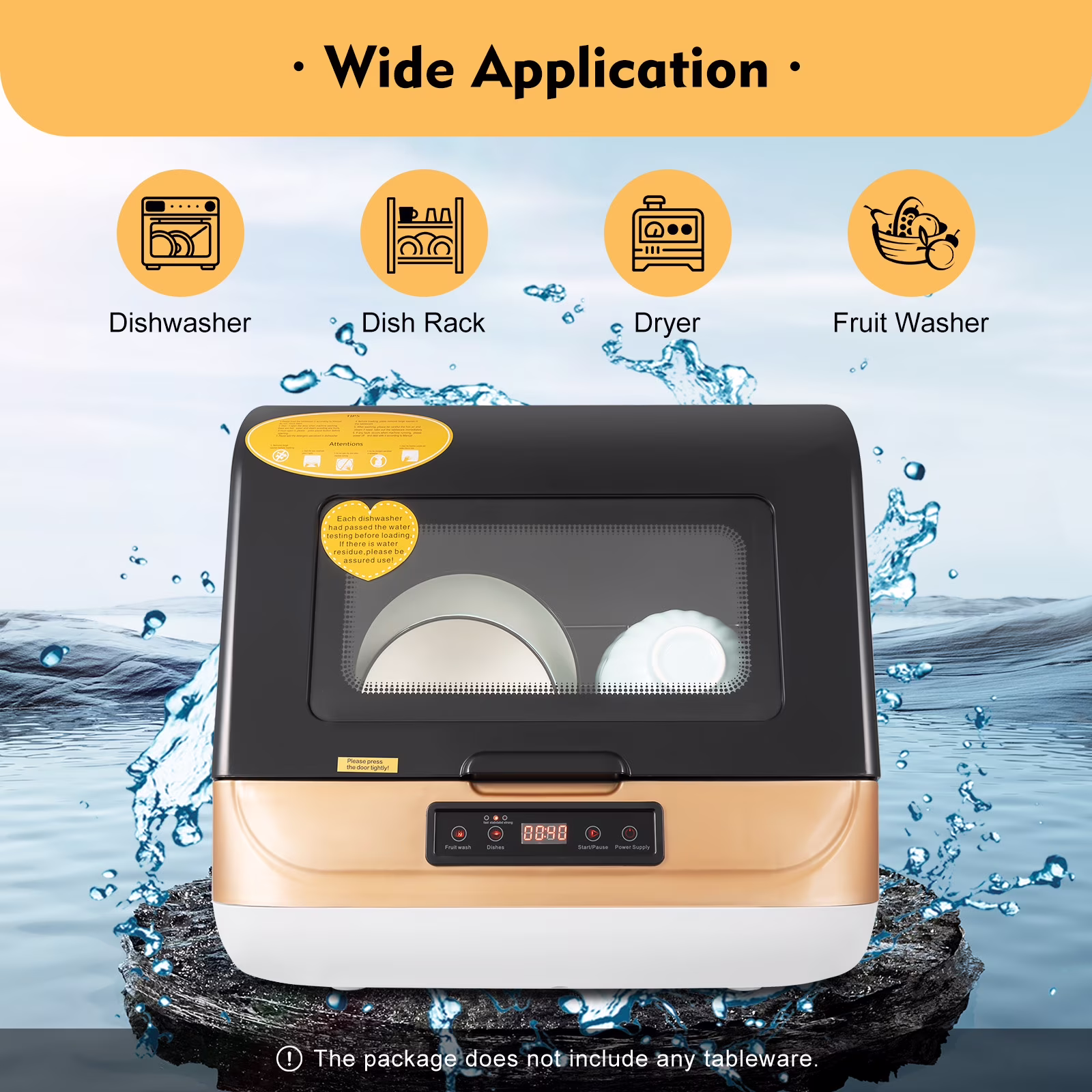 Dish washer Large Capacity Portable Washer Mini Dish Washer Compact Counter-top for clean tableware, vegetables, fruits