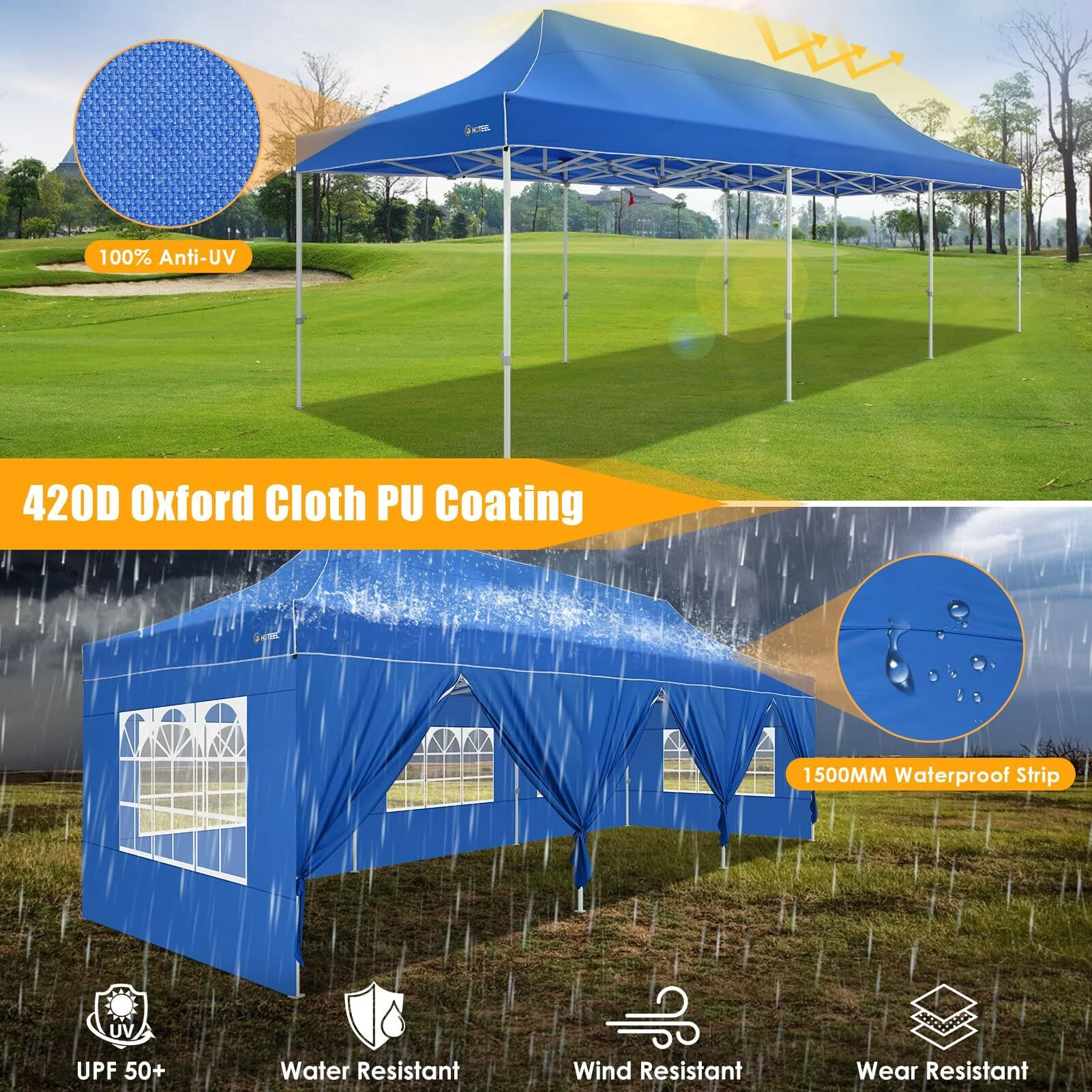 Hoteel 10x15 Heavy Duty Canopy Tent with 4 Sidewalls,Pop up Canopy for Parties Wedding,Commercial Easy up Gazebo with Roller Bag,UV 50+ &,Black