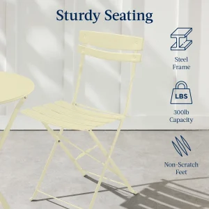Best Choice Products 3-Piece Small Bistro Set, Folding Patio Furniture Set of 2 Chairs and Table - Black