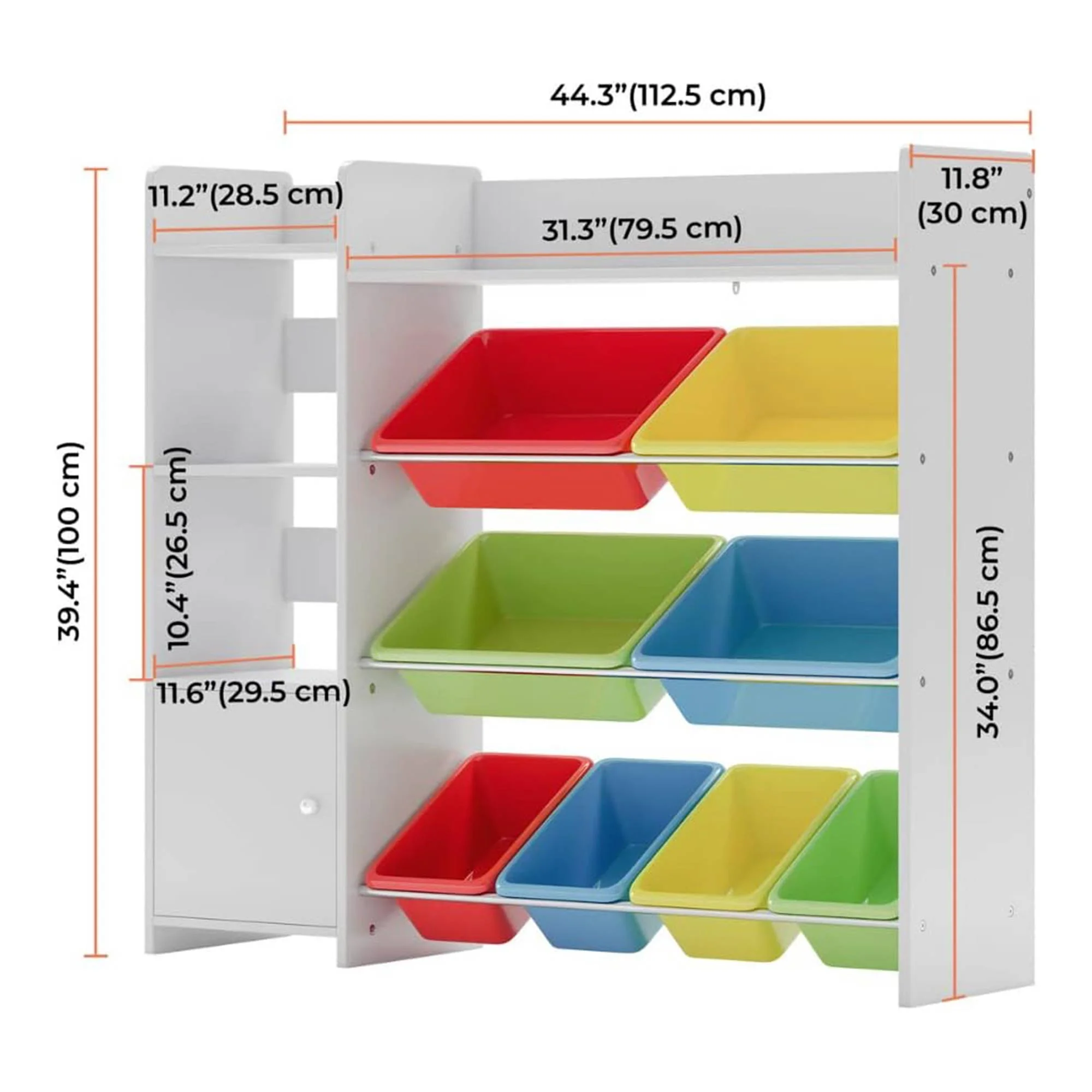 Sturdis Kids Toy Storage Organizer With Bookshelf and White Bins