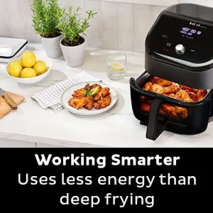 Instant Pot Vortex Plus 6-Quart 6-in-1 Air Fryer Oven with ClearCook Cooking Window, Digital Touchscreen, Nonstick and Dishwasher-Safe Basket, Includes Free App with over 1900 Recipes, Single Basket