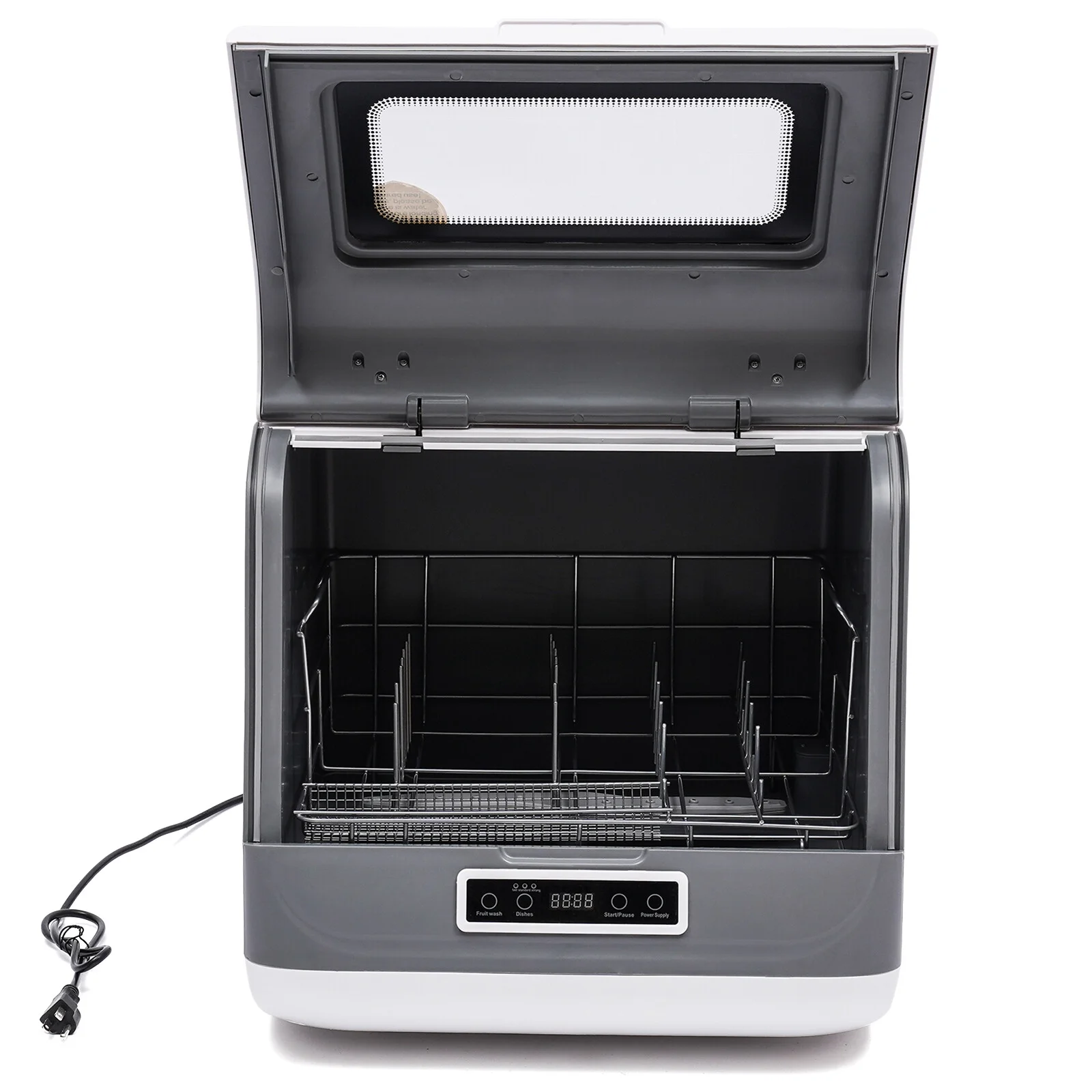 110V 800W Countertop Dishwasher - Stainless Steel,3 Wash Modes + Fruit Wash,Touch Control,Space-Saving,Ideal for Small Kitchens & RVs