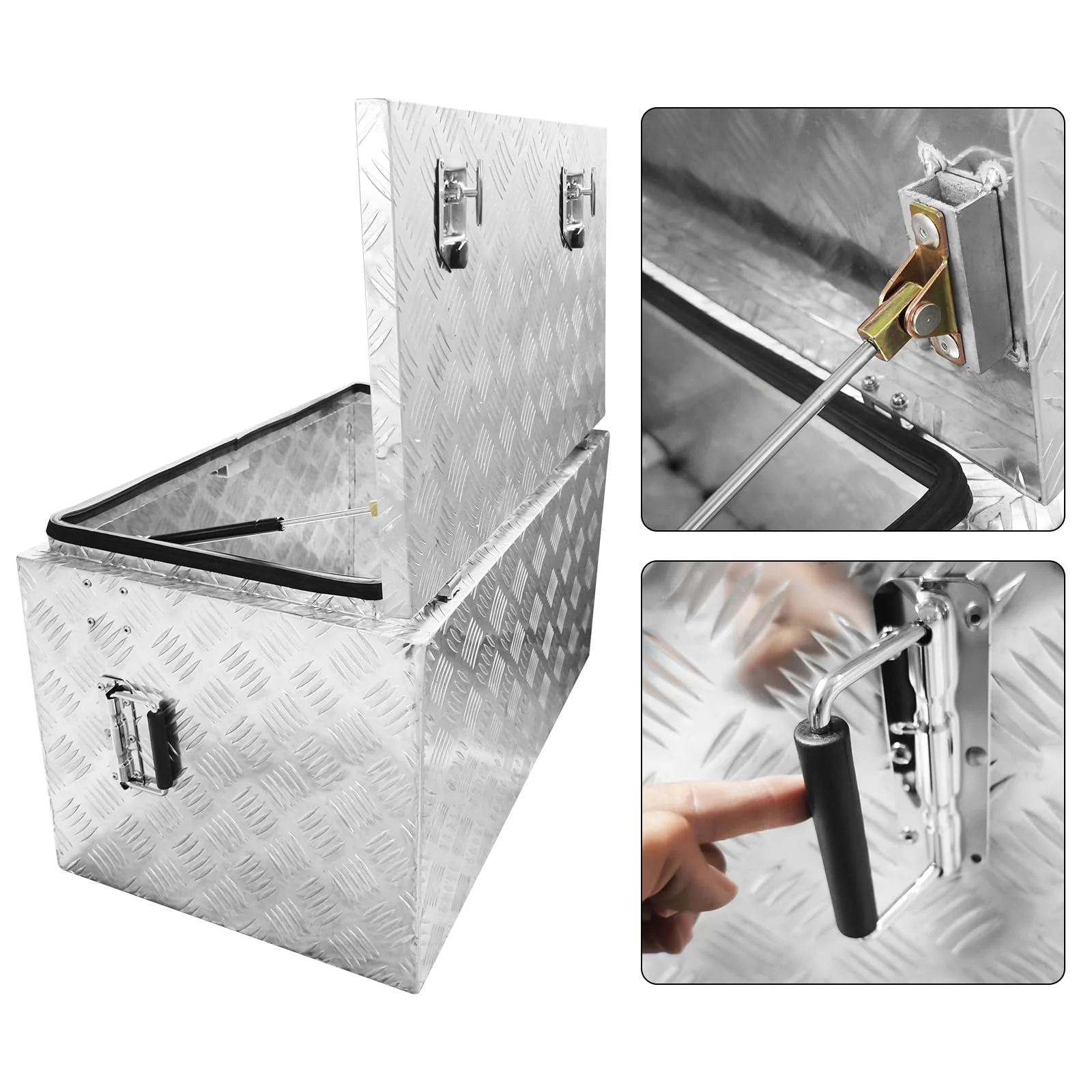 TROPOW 24-Inch Aluminum Diamond Plate Tool Chest -C Lockable Underbody Storage Box for Trucks, RVs, and Trailers