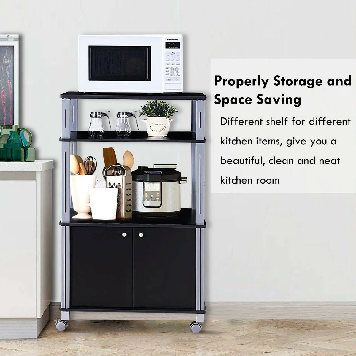 Costway Bakers Rack Microwave Oven Rack Shelves Kitchen Storage Organizer