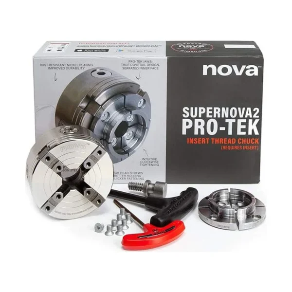 NOVA 23262 SUPERNOVA2 Insert Type Wood Turning Chuck and Jaw Set w/ T Bar Wrench