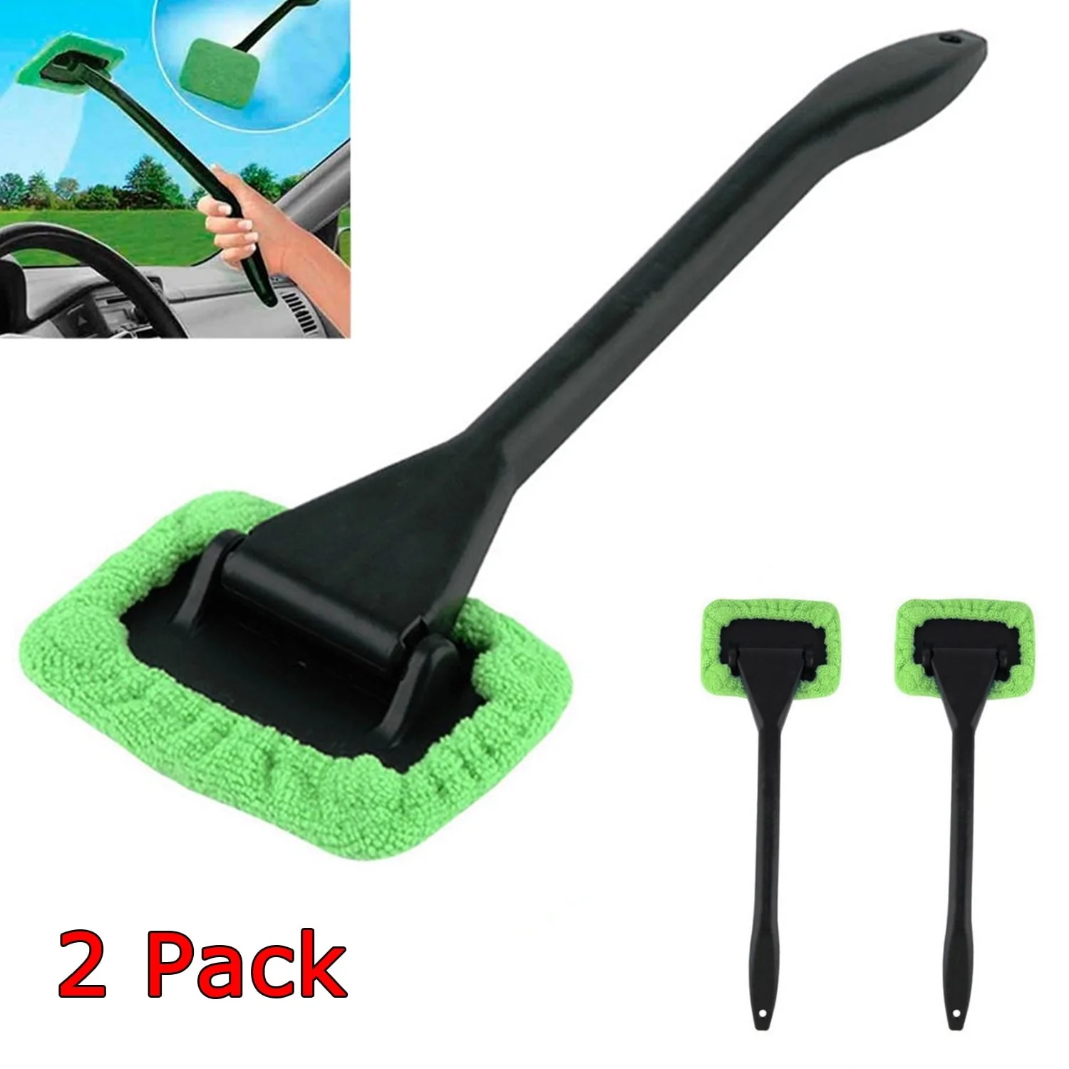 2 Pack Windshield Car Window Microfiber Cleaning Tools Interior Auto Glass Wiper