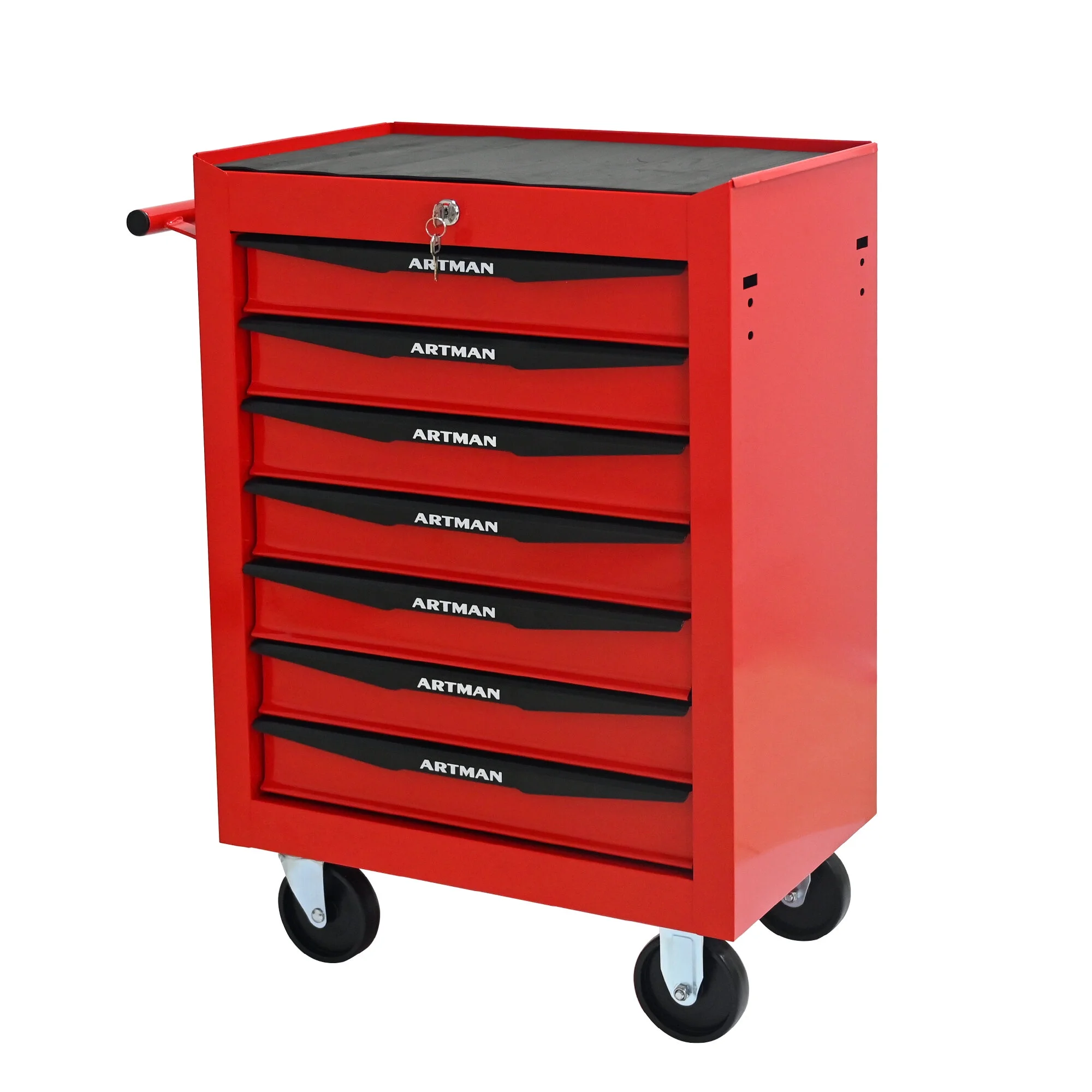 Tool Cabinets 4 Drawers Multifunctional Tool Cart with Wheels,Metal Rolling Tool Cart Storage for Garage Workshop Warehouse Repair Shop--With Stainless Steel Roof- Red&Black,Garage Tool Cabinets