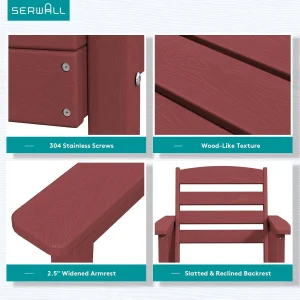 SERWALL 7-Piece Patio Table Set, Outdoor HDPE Dining Furniture with Umbrella Hole, All Weather Table and Chairs for Lawn, Garden, Poolside, Aruba