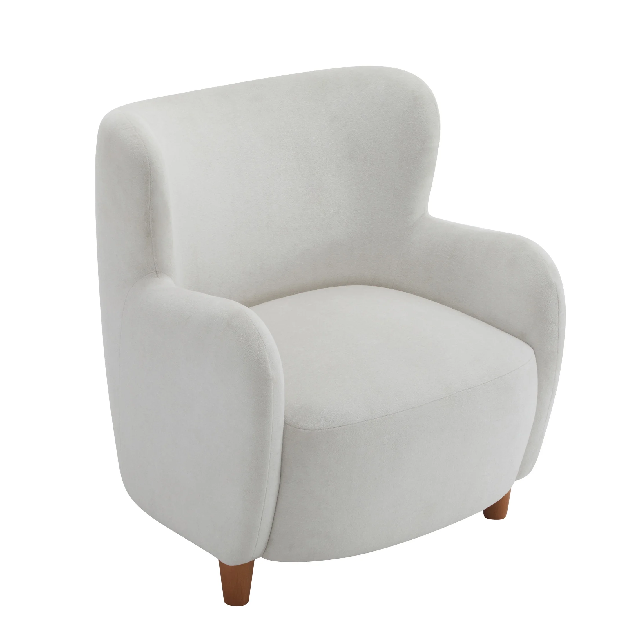 Christopher Knight Home Mid-Century Modern Velvet Wingback Accent Chair with Birch Legs, White
