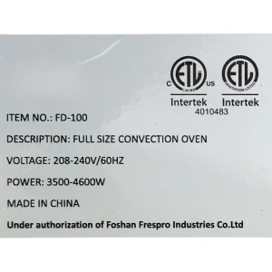 37in. Full Size Countertop Convection Oven, Commercial Oven, 208 - 240V NSF
