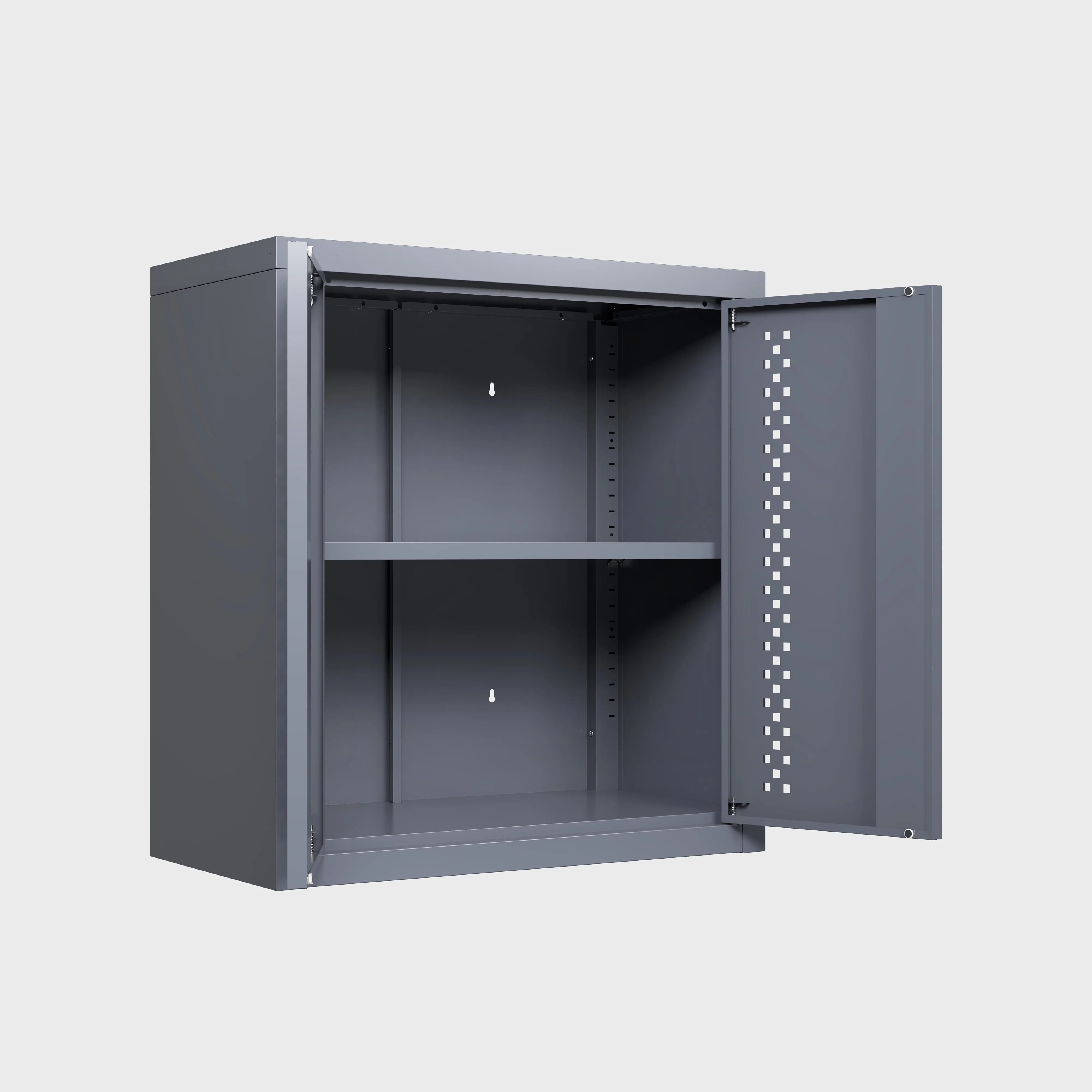 Anykoon Metal garage cabinet with double doors, wall-mounted storage cabinet Equipped with removable shelves, floating tool cabinet for basements, kitchens, and warehouses,gray