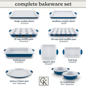 Country Kitchen 10-Piece Nonstick Bakeware Set - Stackable Pots and Pans, Black