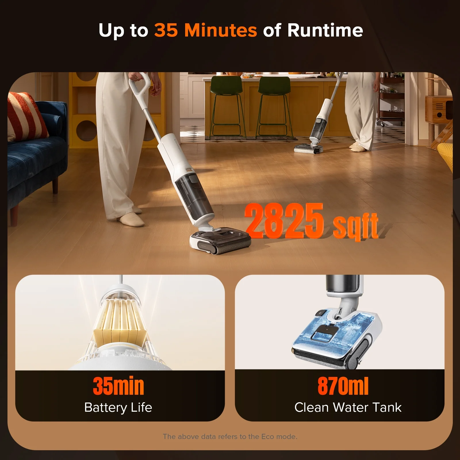 Roborock F25 GT Vacuum Mop All in One, Wet Dry Vacuum Cleaner Cordless, 20000Pa Floor Cleaner Machine for Tile Hardwood Wood Vinyl Floor, Edge to Edge Self Cleaning Electric Mop with 180- Lie-Flat