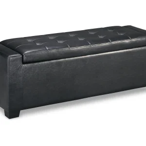 Signature Design by Ashley Contemporary Benches Upholstered Storage Bench Black