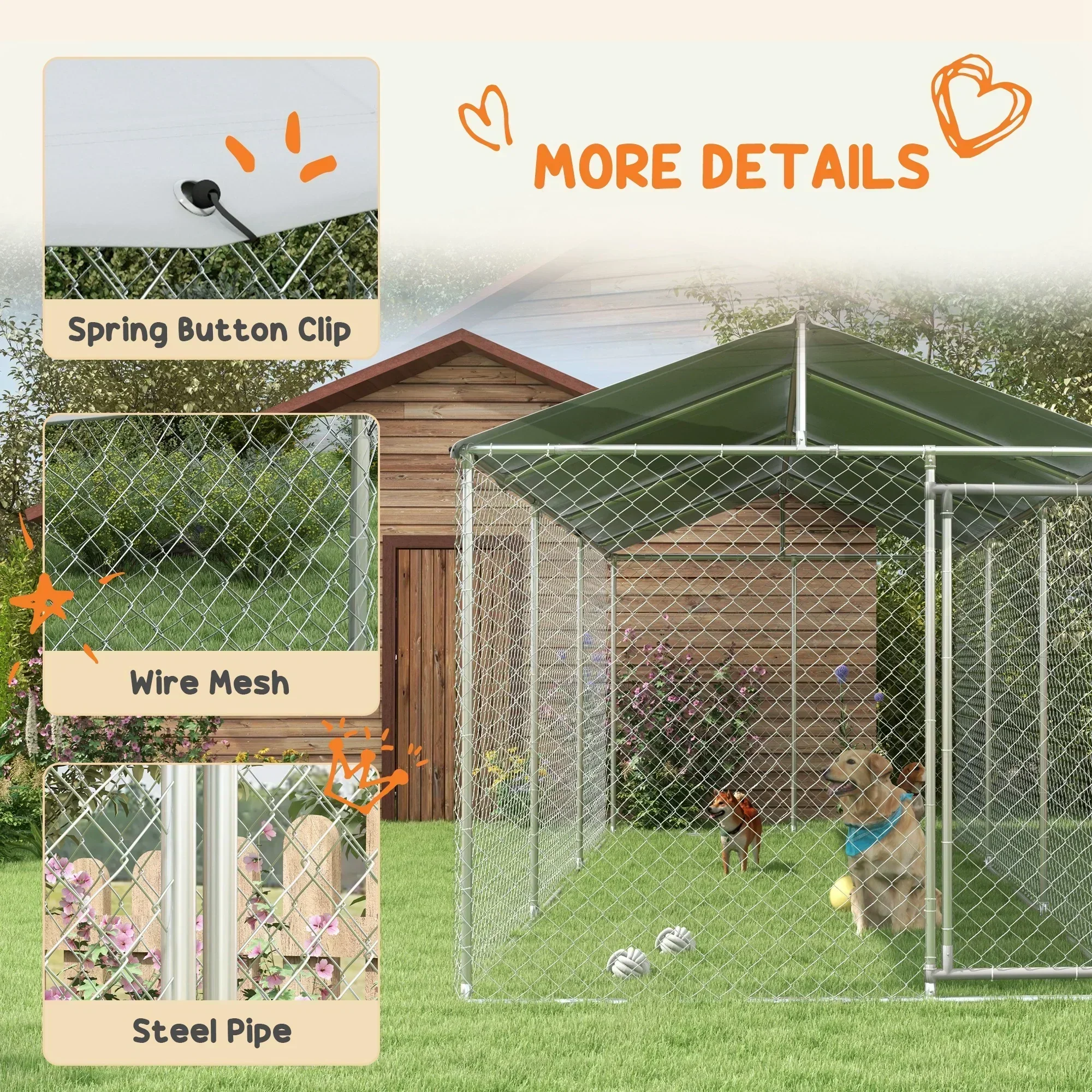 PawHut 19.7' x 7.5' x 7.5' Outdoor Dog Kennel W/ Waterproof Roof