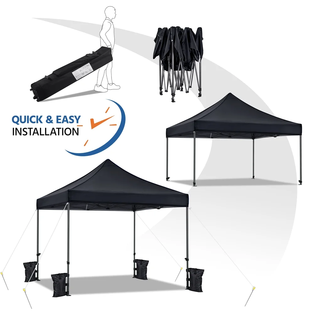 Alden Design Adjustable 10' x 10' Commercial Pop-up Canopy with Wheeled Carry Bag, Blue