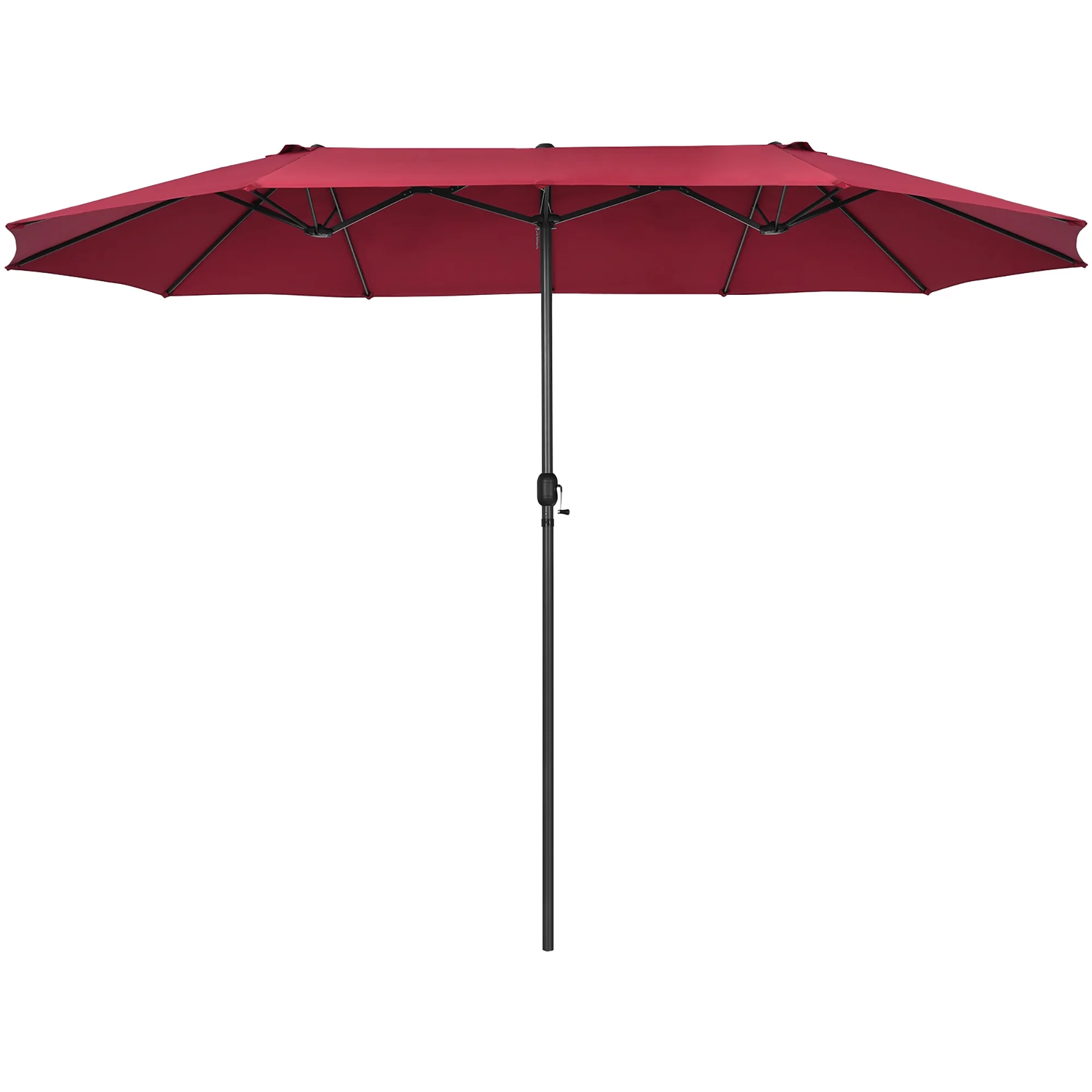 Costway 15ft Beige Patio Double-Sided Umbrella, Crank Lift