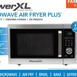 PowerXL Microwave Air Fryer Plus, Stainless Steel / Black, 1cu. ft.