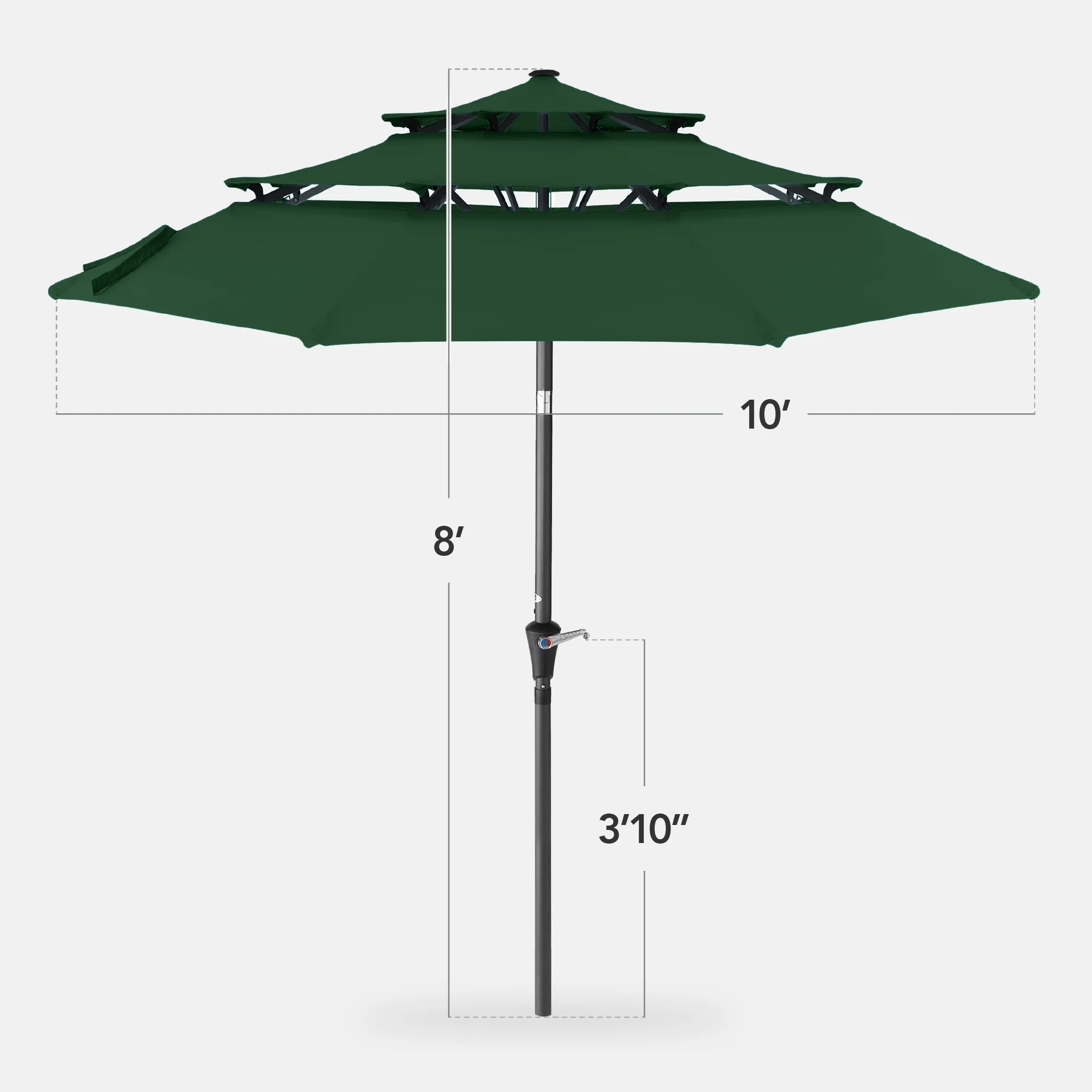 Best Choice Products 10ft 3-Tier Patio Umbrella, Market Sun Shade w/ Tilt Adjustment, Easy Crank - Red